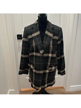H&M Black & Cream Plaid Blazer Jacket 💟